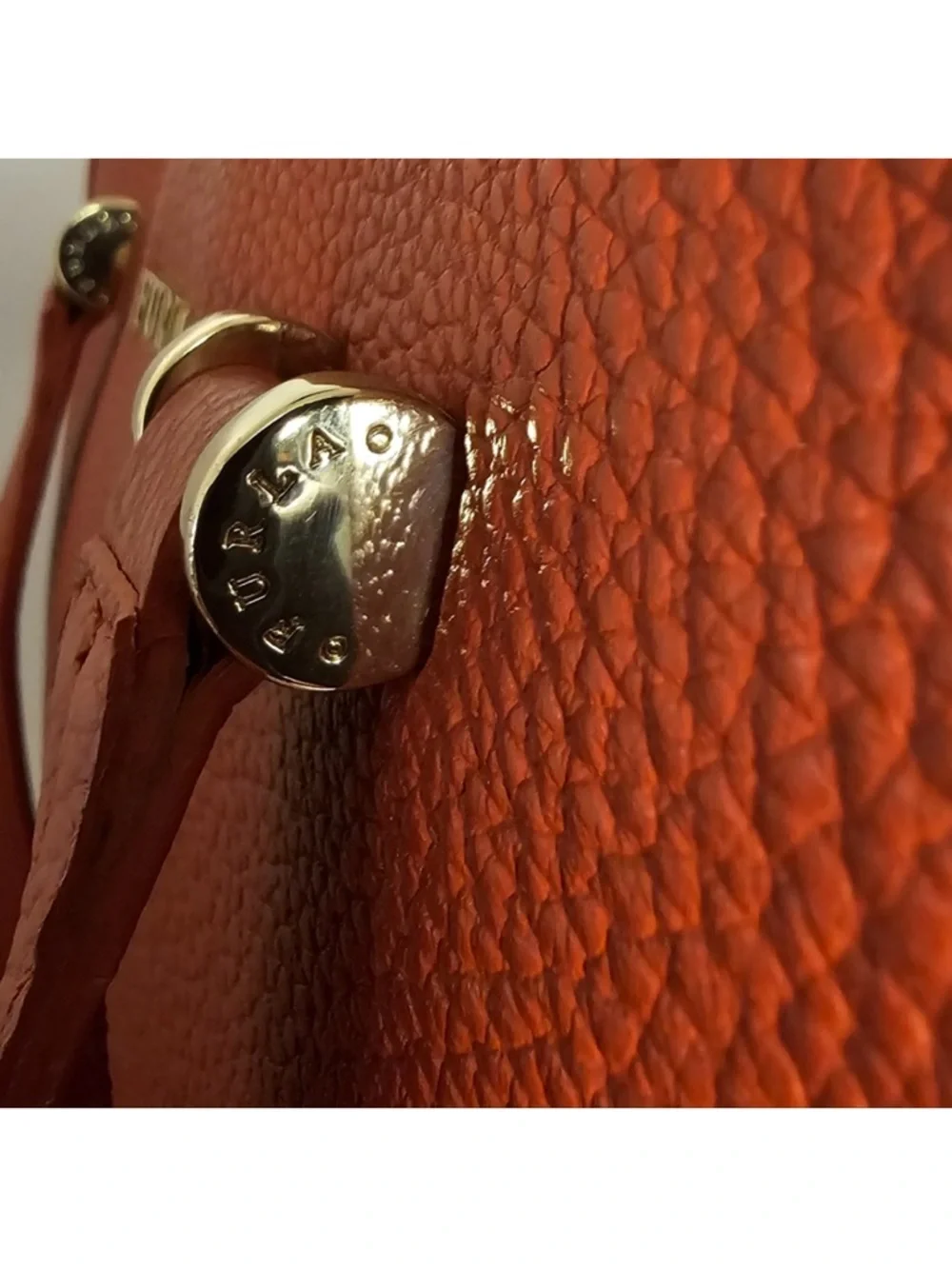 Furla Red/Orange Leather Tote Bag EUC